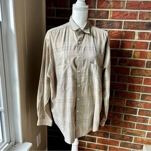 Levi's Tan Black Plaid Casual Button Down Shirt Relaxed Fit Vintage Big E Grunge